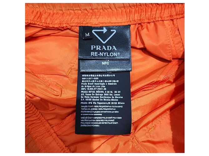 Prada Orange Triangle Logo Nylon Shorts - view 6