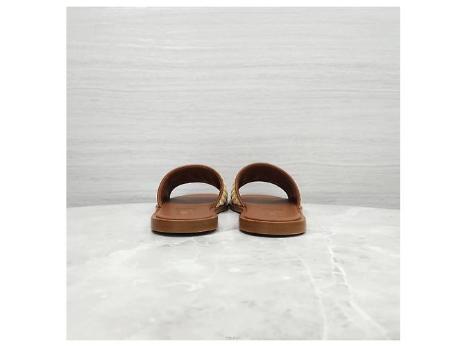 Miu Miu Sandali slide in rafia con logo - vista 3