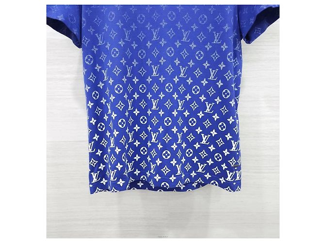 Louis Vuitton Baumwoll-T-Shirt mit blauem Gradienten-Monogramm - Ansicht 5