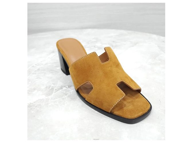 Hermès Sandali pantofole in camoscio - vista 6