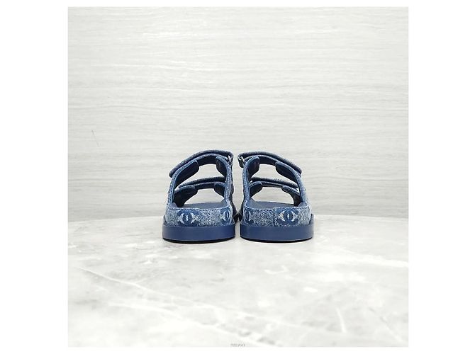 Sandali Chanel in denim blu con velcro - vista 3