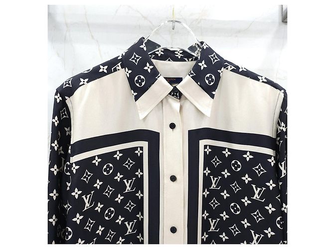 Louis Vuitton Blusa camicia in seta monogram - vista 10