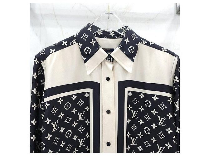 Louis Vuitton Blusa camicia in seta monogram - vista 3