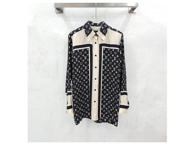 Louis Vuitton Blusa camicia in seta monogram - vista 8