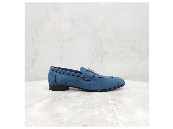 Hermès Mocassini Paris Blue Silver - vista 15