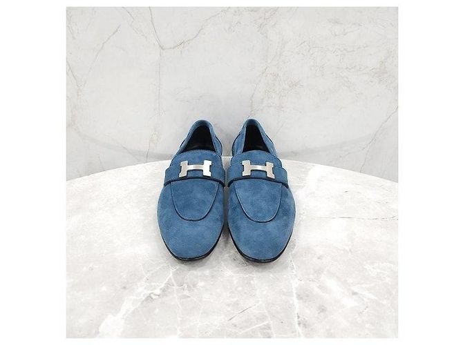 Hermès Mocassini Paris Blue Silver - vista 2