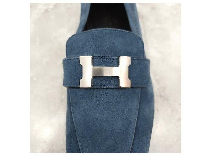 Hermès Mocassini Paris Blue Silver - vista 8