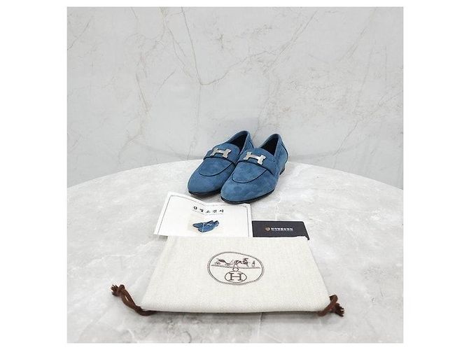 Hermès Mocassini Paris Blue Silver - vista 9