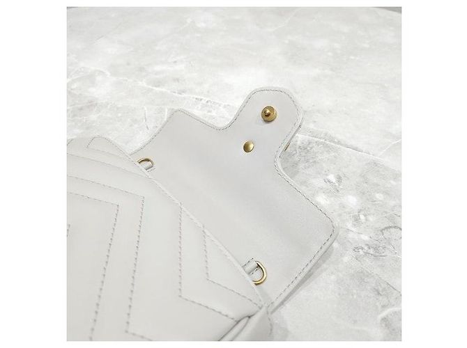 Gucci Borsa a catena GG Marmont Super Mini Grigio Chiaro - vista 6