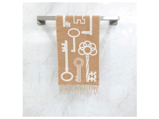 Hermès Sciarpa in Cashmere Camel Blanc - vista 11