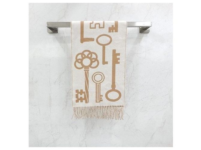 Hermès Sciarpa in Cashmere Camel Blanc - vista 3