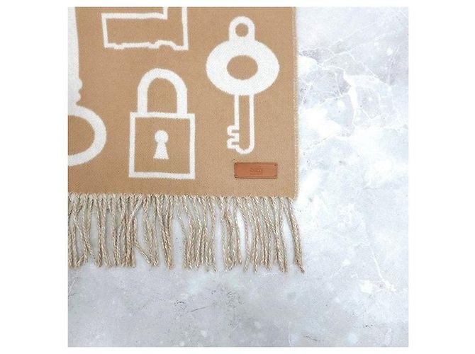 Hermès Sciarpa in Cashmere Camel Blanc - vista 4