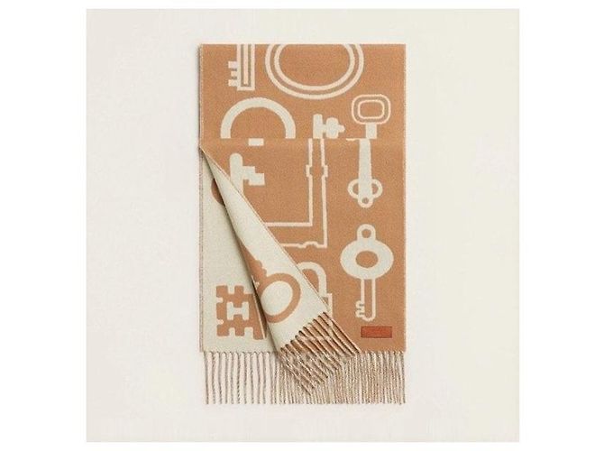 Hermès Sciarpa in Cashmere Camel Blanc - vista 9
