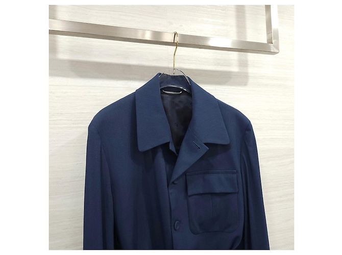 Dior Buckle Wool Blend Belted Jacket Navy - view 11