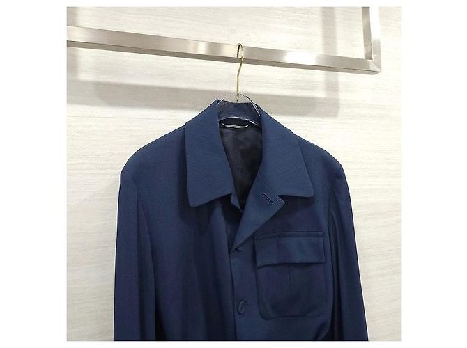 Dior Buckle Wool Blend Belted Jacket Navy - view 3