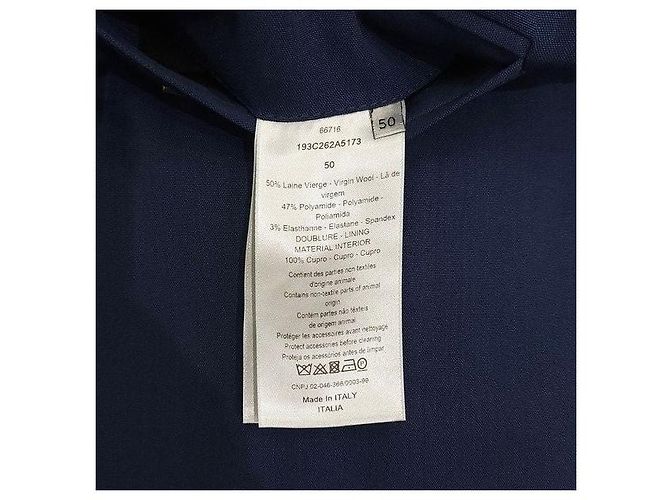 Dior Buckle Wool Blend Belted Jacket Navy - view 8