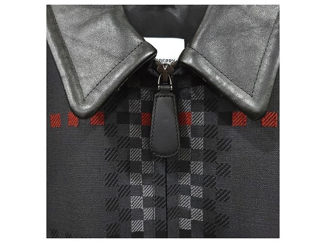 Burberry Pixel Check Wool Blend Leather Jacket - view 13