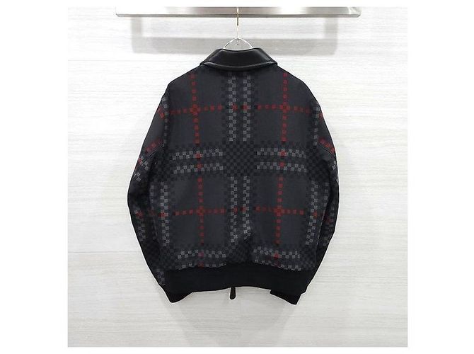 Burberry Pixel Check Wool Blend Leather Jacket - view 2