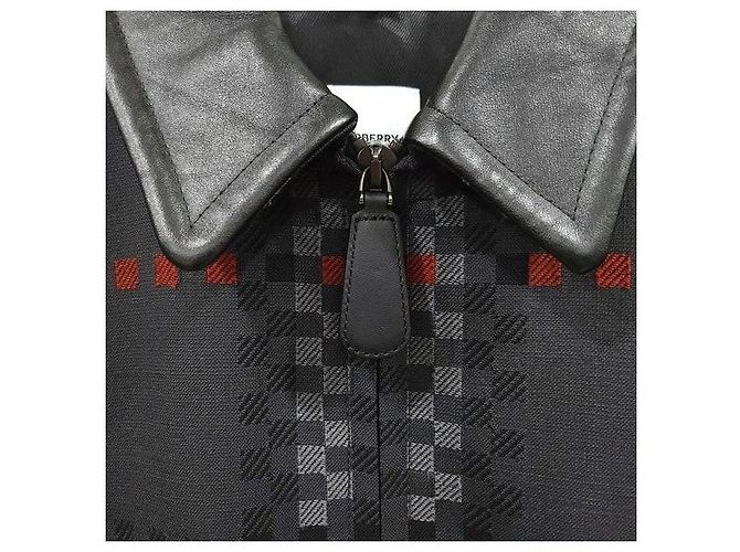 Burberry Pixel Check Wool Blend Leather Jacket - view 4