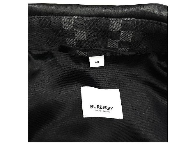Burberry Pixel Check Wool Blend Leather Jacket - view 8