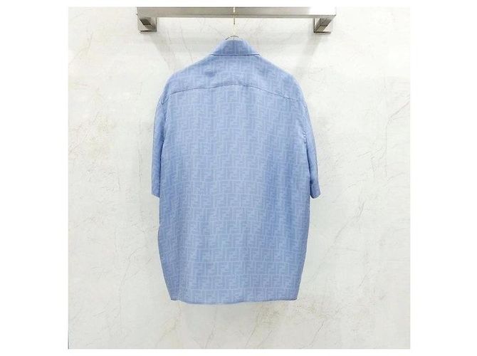 Fendi Hellblaues Seidenhemd mit Muster - Ansicht 2