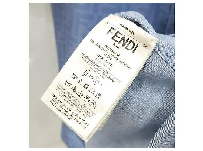 Fendi Hellblaues Seidenhemd mit Muster - Ansicht 5
