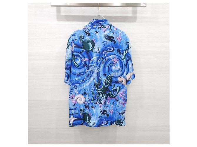 Dior Camicia in seta a maniche corte Kenny Scharf Oblique Sea Life - vista 10