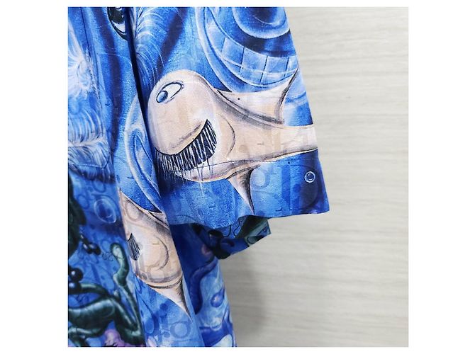 Dior Camicia in seta a maniche corte Kenny Scharf Oblique Sea Life - vista 12