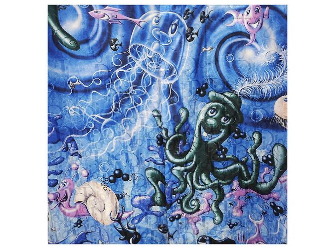 Dior Camicia in seta a maniche corte Kenny Scharf Oblique Sea Life - vista 13