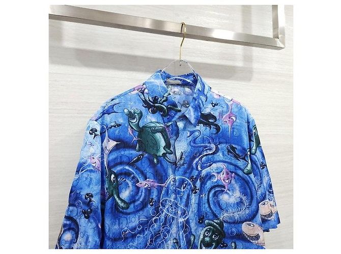 Dior Camicia in seta a maniche corte Kenny Scharf Oblique Sea Life - vista 3