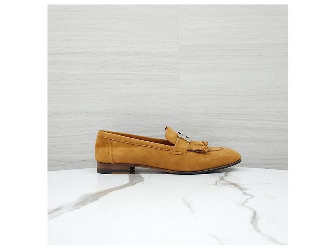 Hermès Mocassino Royal in Camoscio con Rifiniture Oro e Argento - vista 11