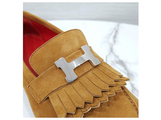 Hermès Mocassino Royal in Camoscio con Rifiniture Oro e Argento - vista 13