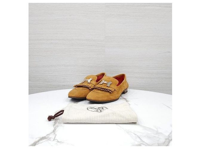 Hermès Mocassino Royal in Camoscio con Rifiniture Oro e Argento - vista 7
