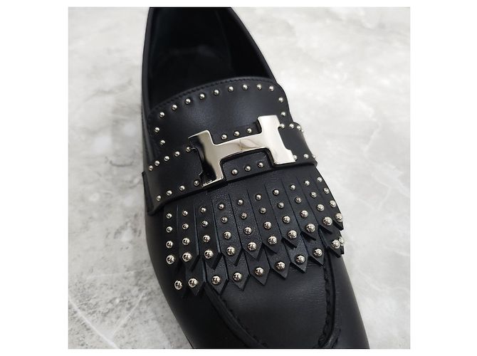 Hermès Mocassino Royal Borchie Black Silver - vista 13