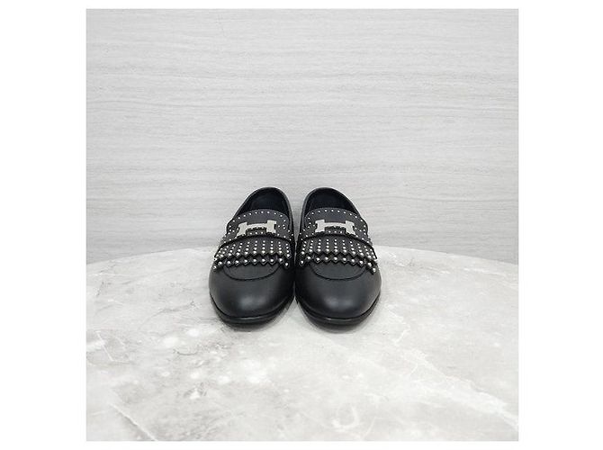 Hermès Mocassino Royal Borchie Black Silver - vista 2