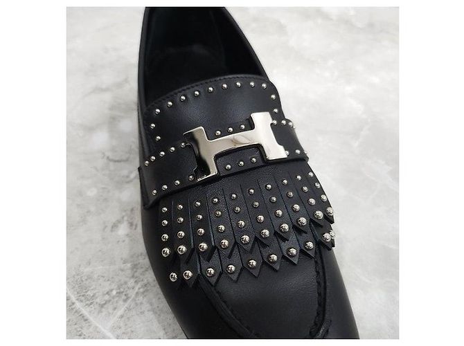 Hermès Mocassino Royal Borchie Black Silver - vista 6