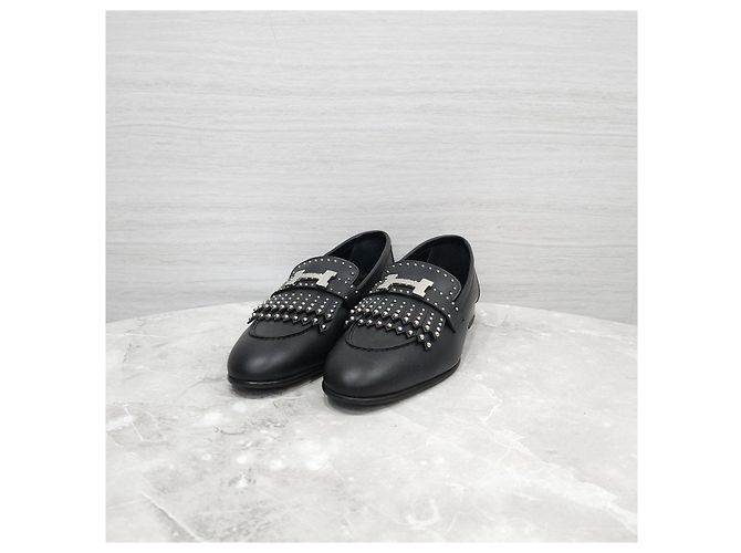 Hermès Mocassino Royal Borchie Black Silver - vista 8