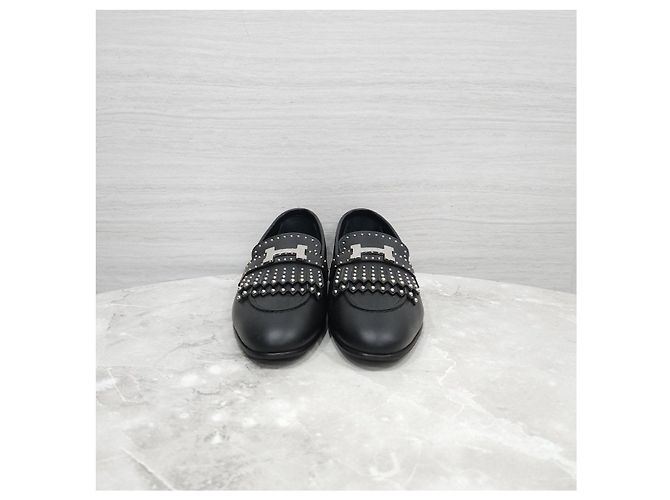 Hermès Mocassino Royal Borchie Black Silver - vista 9