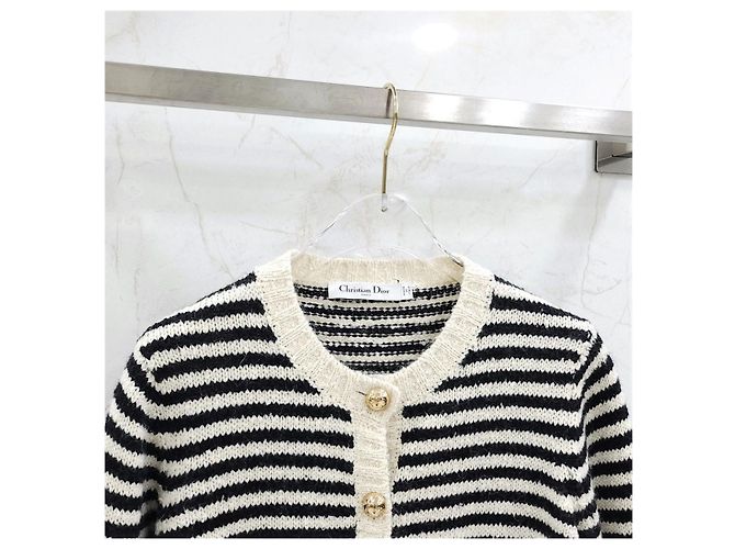 Dior Gestreifter Cardigan aus Leder - Ansicht 11