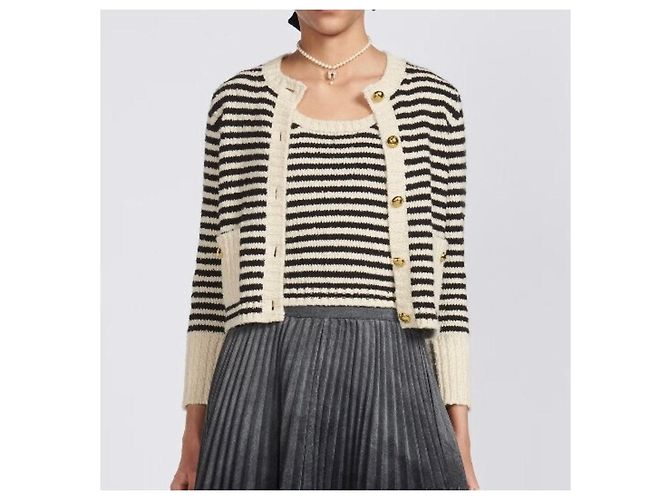 Dior Gestreifter Cardigan aus Leder - Ansicht 14