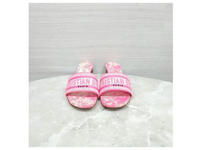 Mules con tacco Dior in tweed rosa acceso - vista 2