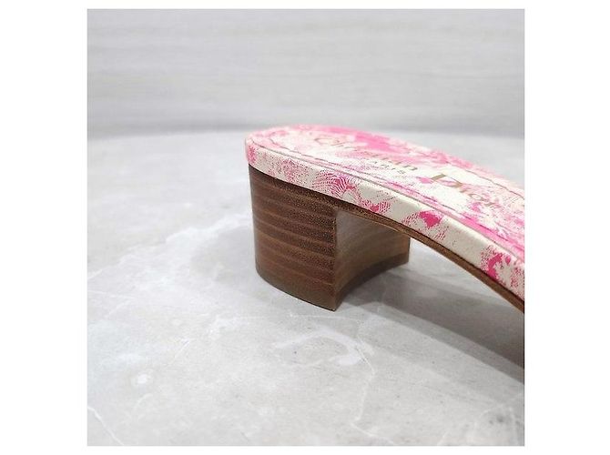 Mules con tacco Dior in tweed rosa acceso - vista 6