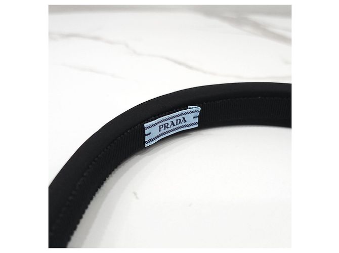 Prada Fascia per capelli in nylon con logo triangolare nero - vista 11