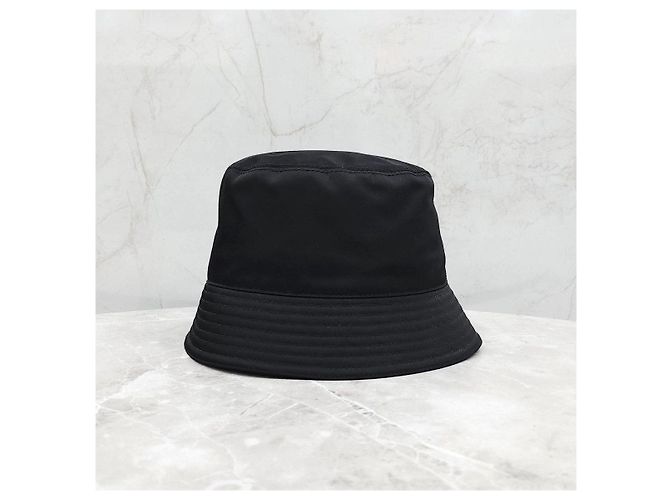 Prada Cappello bucket con logo triangolo nero - vista 12