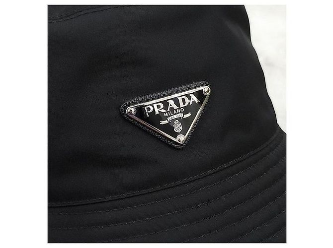 Prada Cappello bucket con logo triangolo nero - vista 4