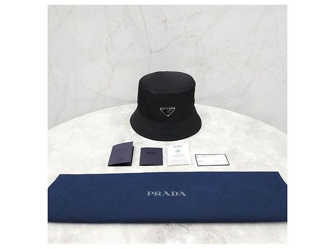 Prada Cappello bucket con logo triangolo nero - vista 7