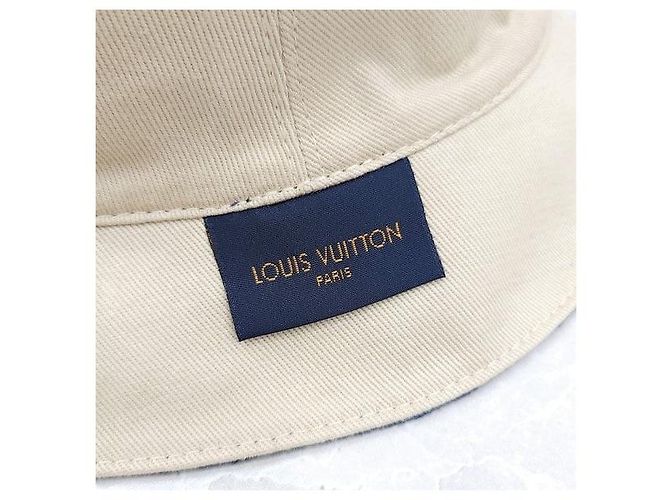 Louis Vuitton Wendbarer Denim Bucket Hat Blau Beige - Ansicht 10
