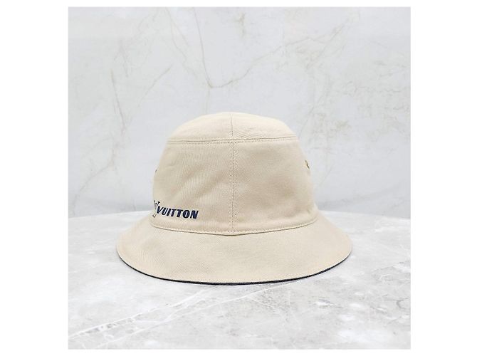 Louis Vuitton Wendbarer Denim Bucket Hat Blau Beige - Ansicht 15