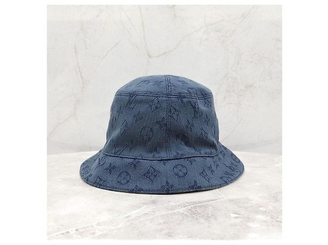 Louis Vuitton Wendbarer Denim Bucket Hat Blau Beige - Ansicht 3