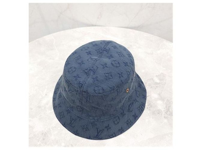 Louis Vuitton Wendbarer Denim Bucket Hat Blau Beige - Ansicht 4